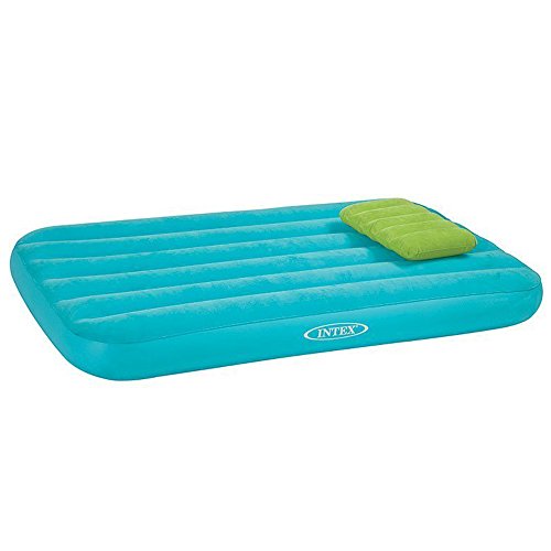 Intex Cozy Kidz Inflatable Air Bed w/ Contrasting Color Pillow (Blue/Green)
