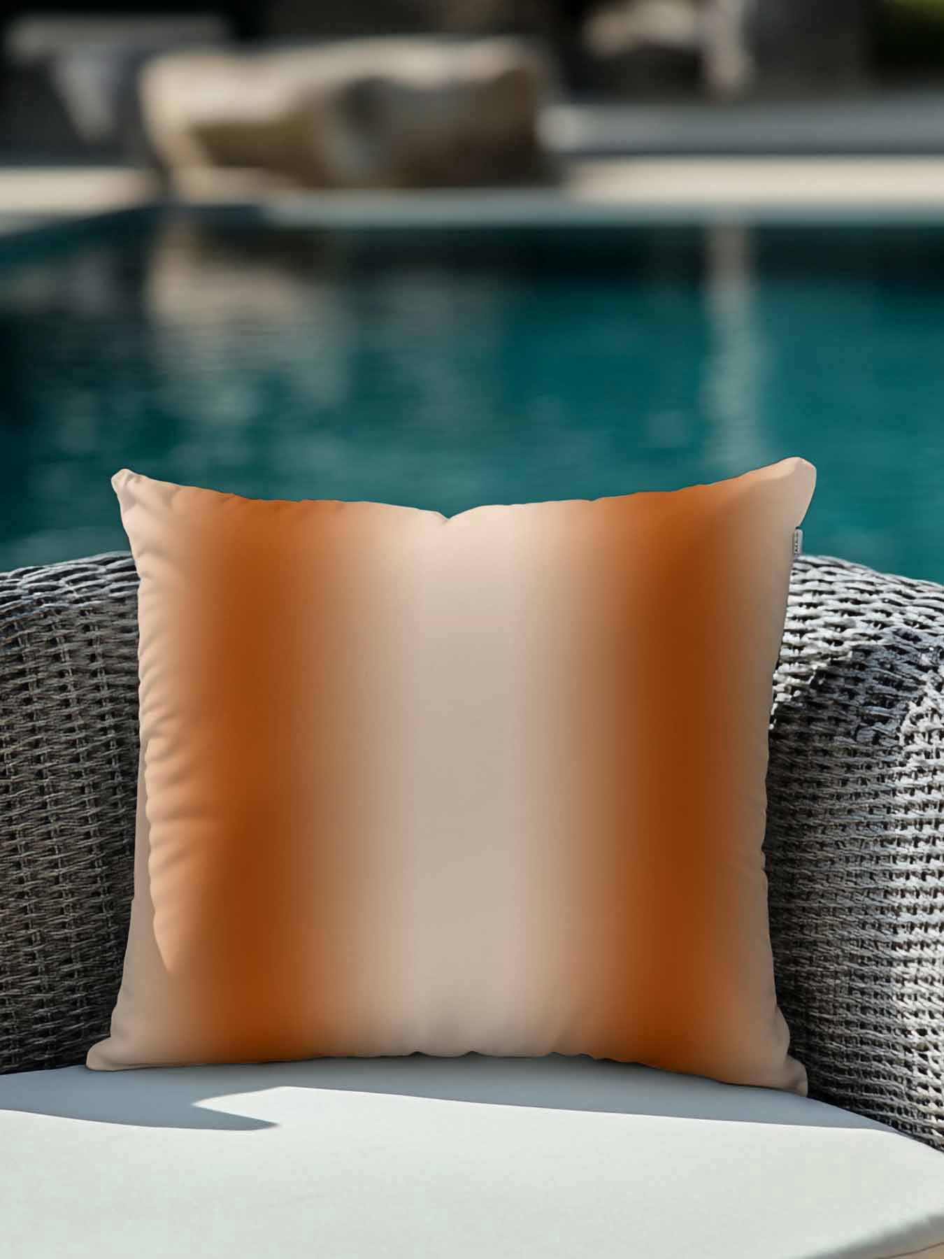 Outdoor Pillows Waterproof, Burnt Orange Ombre Bedding Throw Pillows with Insert for Couch Sofa Bed, Modern Abstract Art Farmhouse Gradient 16x16 Inch Pillowcases Decorative Patio Pillow Set of 1
