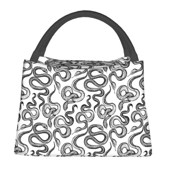 Fotbe Hand Drawn Snake Bolsa Térmica Portátil con Estampado, Bolsa de Entrega de Alimentos Aislada, Bolsa Reutilizable de Gran Capacidad para Comidas y Supermercado