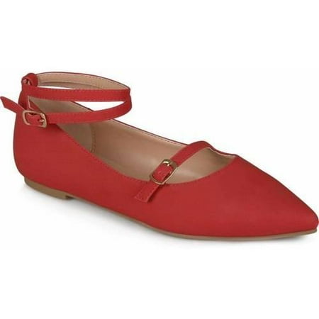 Brinley Co. Womens Pointed Toe Ankle Strap Flats - Walmart.com