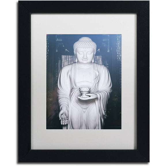 Trademark Fine Art "White Buddha" Canvas Art by Philippe Hugonnard, White Matte, Black Frame