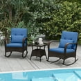 thumbnail image 1 of Gymax 3 Piece Outdoor Rocking Set Rattan Rocker Chairs w/ Tempered Glass Coffee Table, 1 of 10