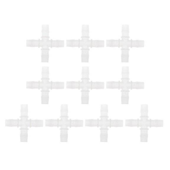 Unique Bargains Plastic Hose Barb Fitting 5/8" OD Barb Cross 4 Way Pipe Connector Clear 10 Pcs
