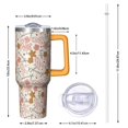 thumbnail image 2 of Breast Cancer Awareness Pink Ribbon Floral Pattern Tumbler with Handle and Lid,40oz Double Wall Vacuum Insulated Tumbler,Cups Gift for Women and Men, 2 of 7