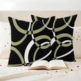 thumbnail image 3 of Black Geometric Outdoor Waterproof Pillow Covers, Modern Sage Green White Striped Art Decorative Square Throw Pillowcase Sofa Cushion Sham for Patio/Couch/Chair, 26"x26" 2 Pack, 3 of 8