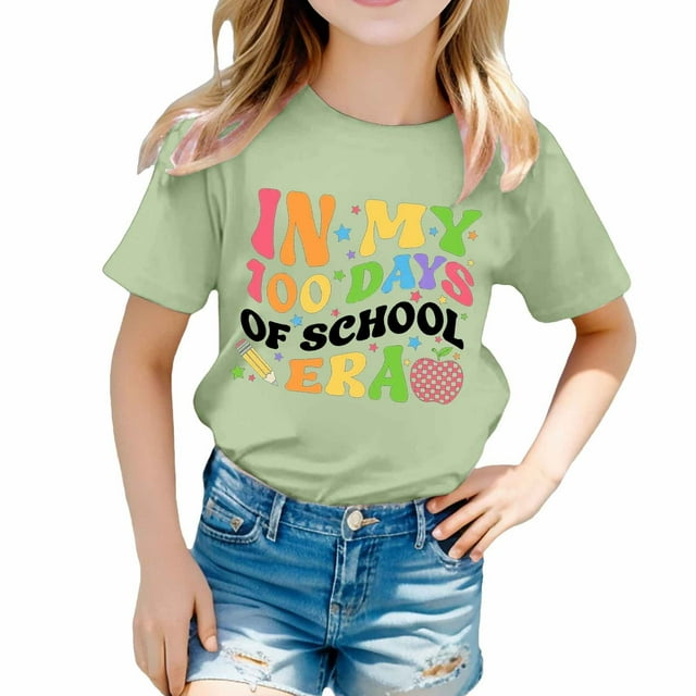 Hauts d'Été Garçons Filles T-Shirts Élégants Coupe Ample Design Imprimé Dessin Animé Manches Courtes Col Rond T-Shirts de Printemps pour Garçon 12-13T