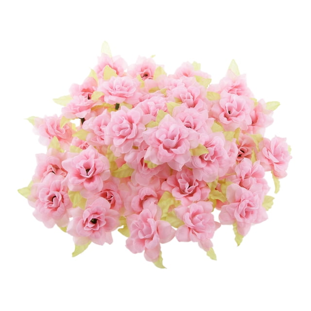 50 Piezas Rosa Flores Artificiales Cabezas Hoja Boda Decoración Del Partido en hogar Rosado Macarena Rose de seda