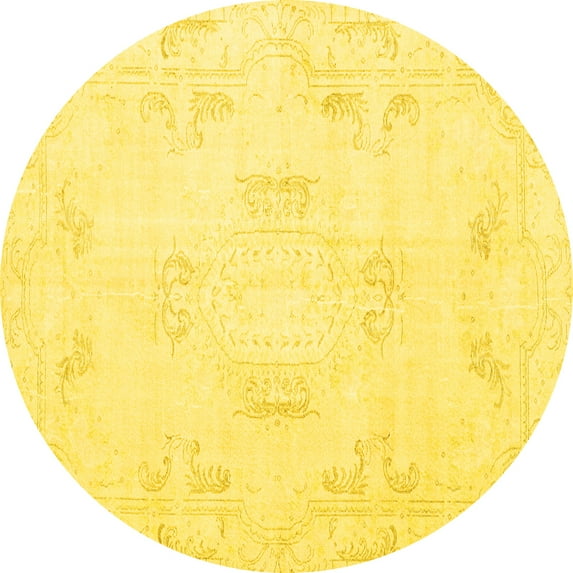 Ahgly Company Indoor Round Persian Yellow Traditional Area Rugs, 7' Round