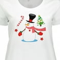 thumbnail image 4 of Inktastic Top Hat Snowman with Christmas Tree and Candy Cane Women's Plus Size T-Shirt, 4 of 5