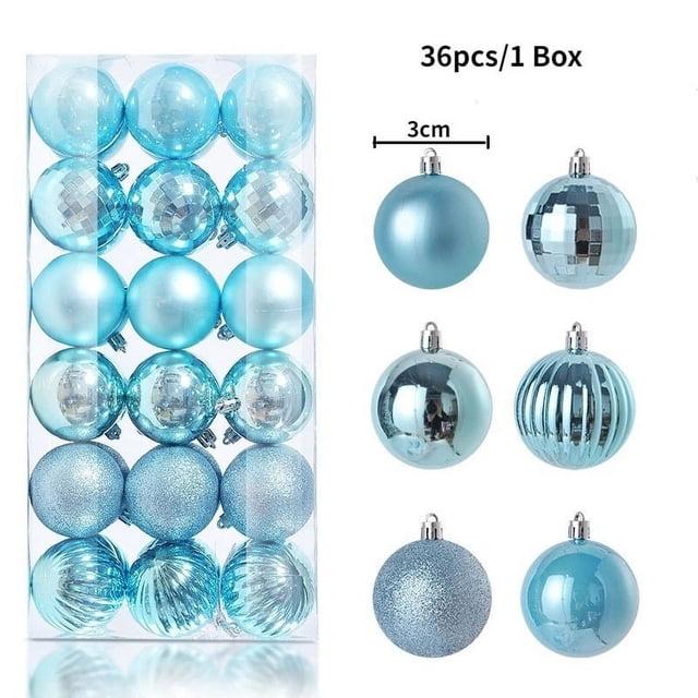 Bolas de Navidad de 3CM para decoración del hogar, adornos colgantes para árbol de Navidad, 24/36 piezas, para fiesta de año nuevo