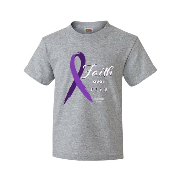 Inktastic Testicular Cancer Awareness Faith over Fear Youth T-Shirt