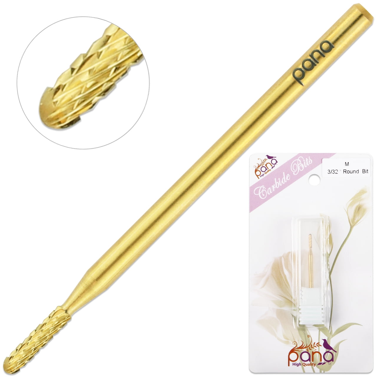 Professional Gold Under Nail Cleaner Safety Nail Carbide Bit Fine Grit 