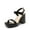 BLACK-PU, variant on Women's Platform Chunky Heels Ankle Strap Block High Heel Square Toe Wedding Party Dress Sandals Shoes