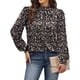 thumbnail image 5 of Camisas de Larga para Mujer, Blusas de Cuello Alto con Pliegues Delanteros, Ropa Informal Elegante para Otoño. Flores L, 5 of 6
