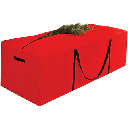 Simplify Holiday Christmas Tree Storage Bag With Wheels, Red (9 ft