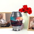 thumbnail image 6 of JAGASY Bike Small Urns for Human Ashes Keepsake, Blue Urn for Ashes Adult Male, Sunset Cemetery Trees Decorative Urns for Sister, Handmade Urn for Brother, (3 Inch), 6 of 7