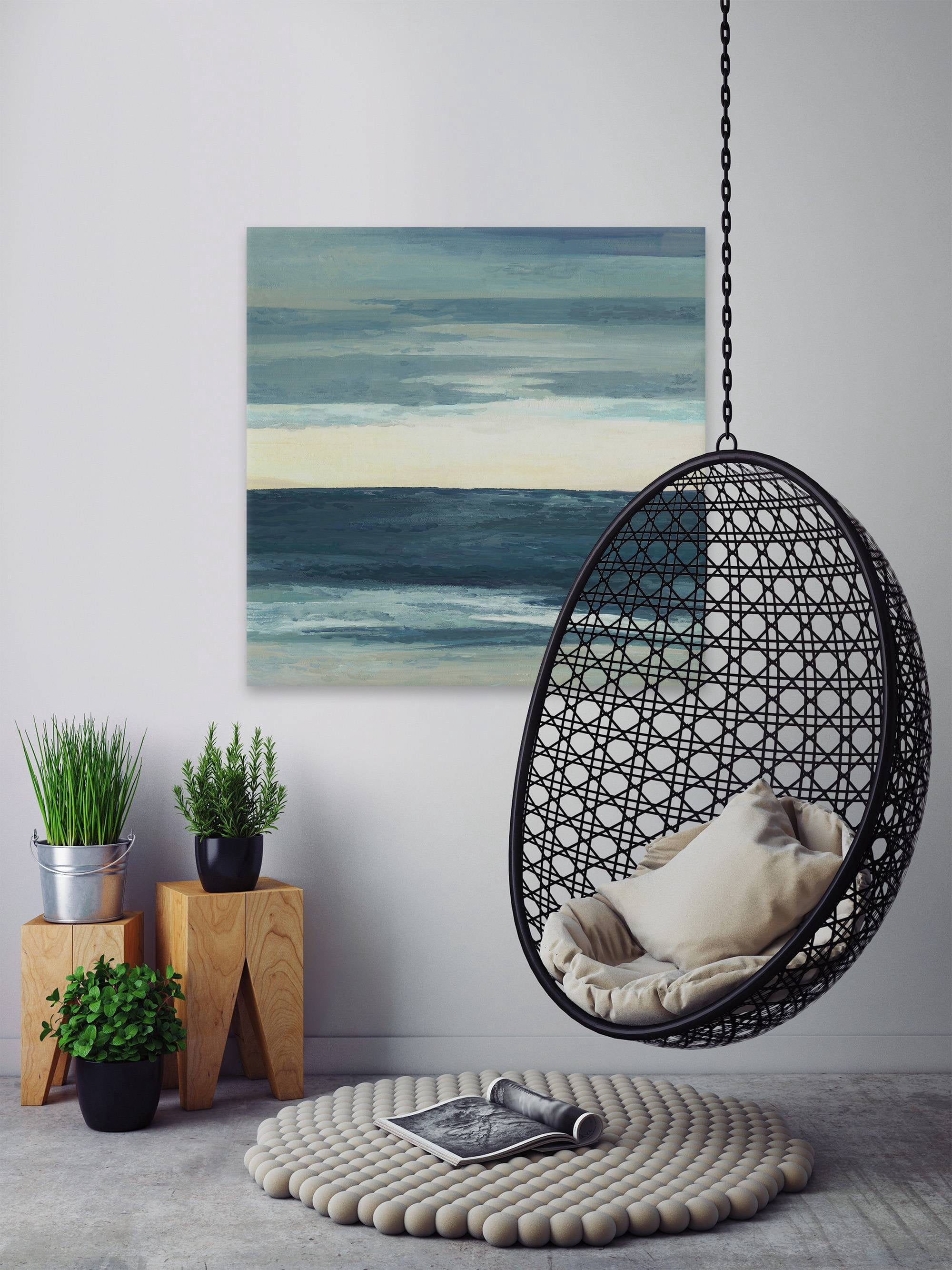 Parvez Taj "Deep Blue Waves" Painting Print on Wrapped Canvas