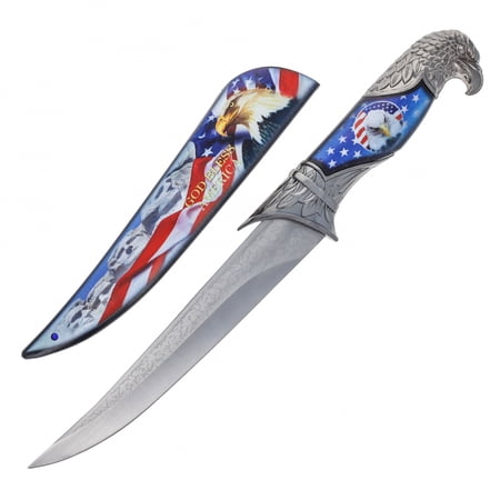 ASR Outdoor American Flag Fixed Blade Hunting Knife Patriotic Gift Proud Eagle