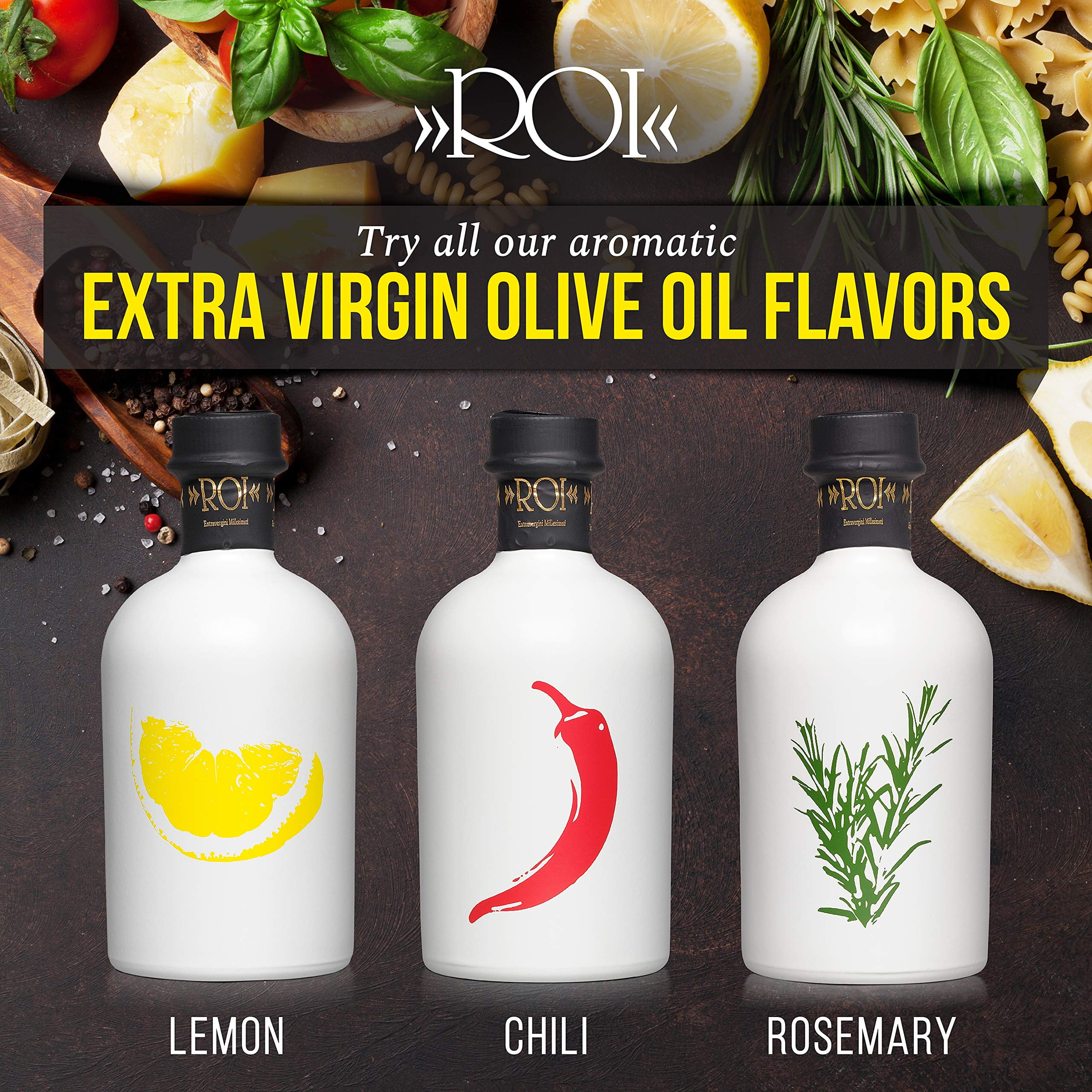 ROI Lemon Infused Olive Oil - 100% Natural, Italian Gourmet Extra Virgin Olive Oil, Cold Pressed with Real Lemons - Made in Italy EVOO - 8.45 fl oz (250 ml)