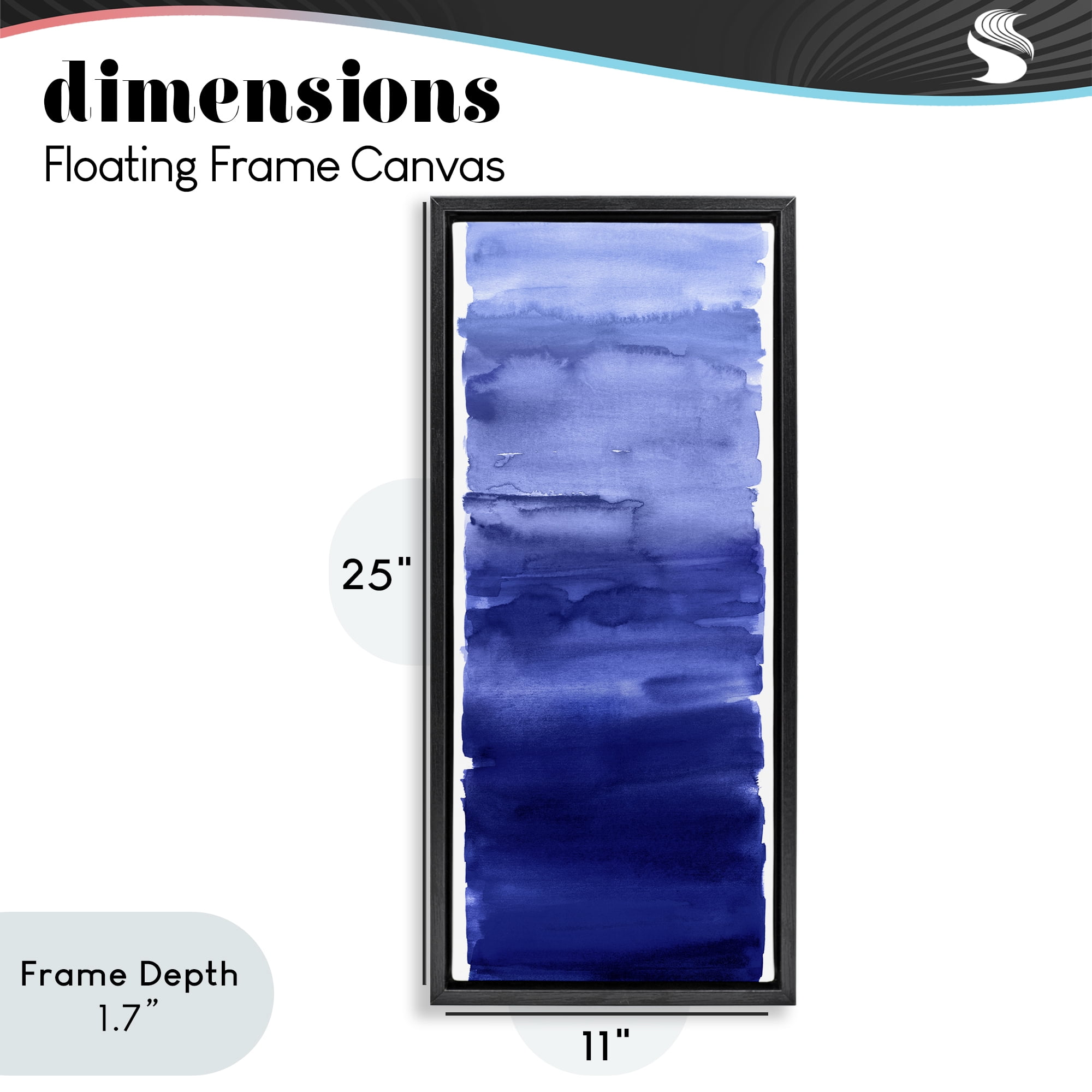 Stupell Industries Indigo Blend Gradient Black Framed Floater Canvas Wall Art, design by Allie Corbin