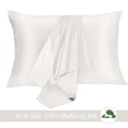 thumbnail image 1 of 100% Mulberry Silk Pillowcase for Hair and Skin, 2 Pack Natural Silk Pillowcase Both Sides 16 momme Premium Grade 6A Silk, Soft Breathable Smooth Silk Pillow Cover - King, White, 1 of 5
