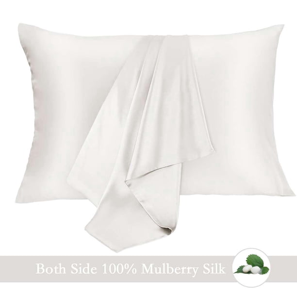 Funda de almohada de seda de morera 100 % Jocoku para cabello y piel, paquete de 2 fundas de almohada de seda natural en ambos lados, 16 momme, grado 6A, suave, transpirable, funda de almohada de sed