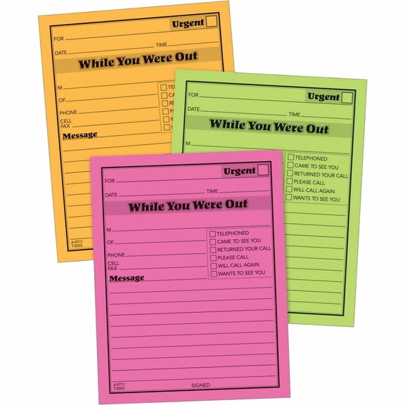 Adams Neon While You Were Out Pads - 50 Sheet[s] - Gummed - 5" X 4" Sheet Size - Assorted - 6 / Pack (9711NEON)