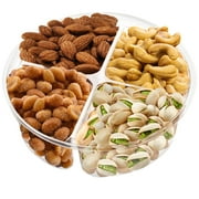 Nuts Gift Basket - Gourmet Nuts Gift Basket - 4 Sectional Platter With a Variety of Freshly Roasted Nuts - Beautifully Packaged.