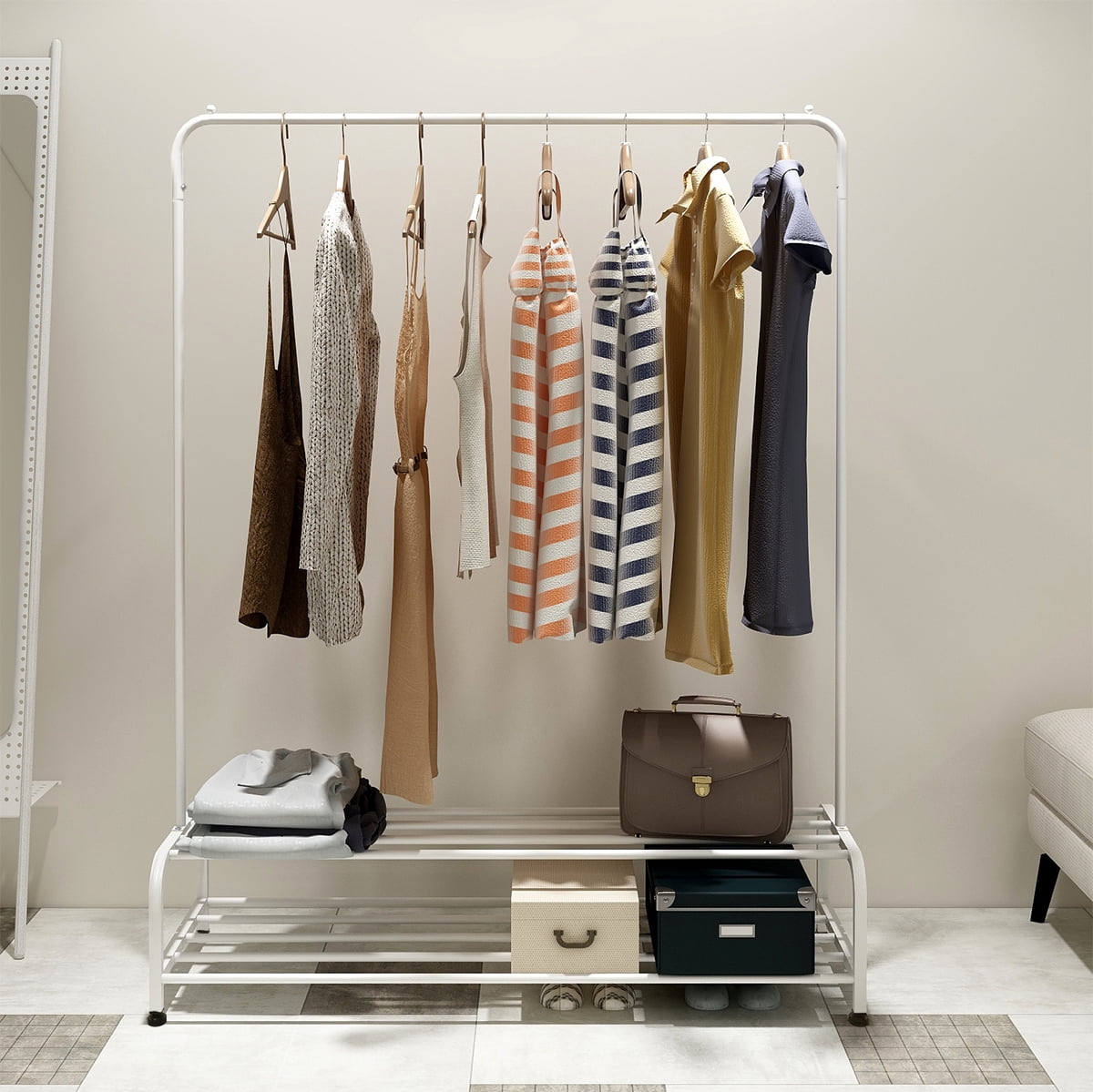 Hot New Rack Hottest Clothes Rack Steel Rolling Garment Rack with with 2-Tier ...