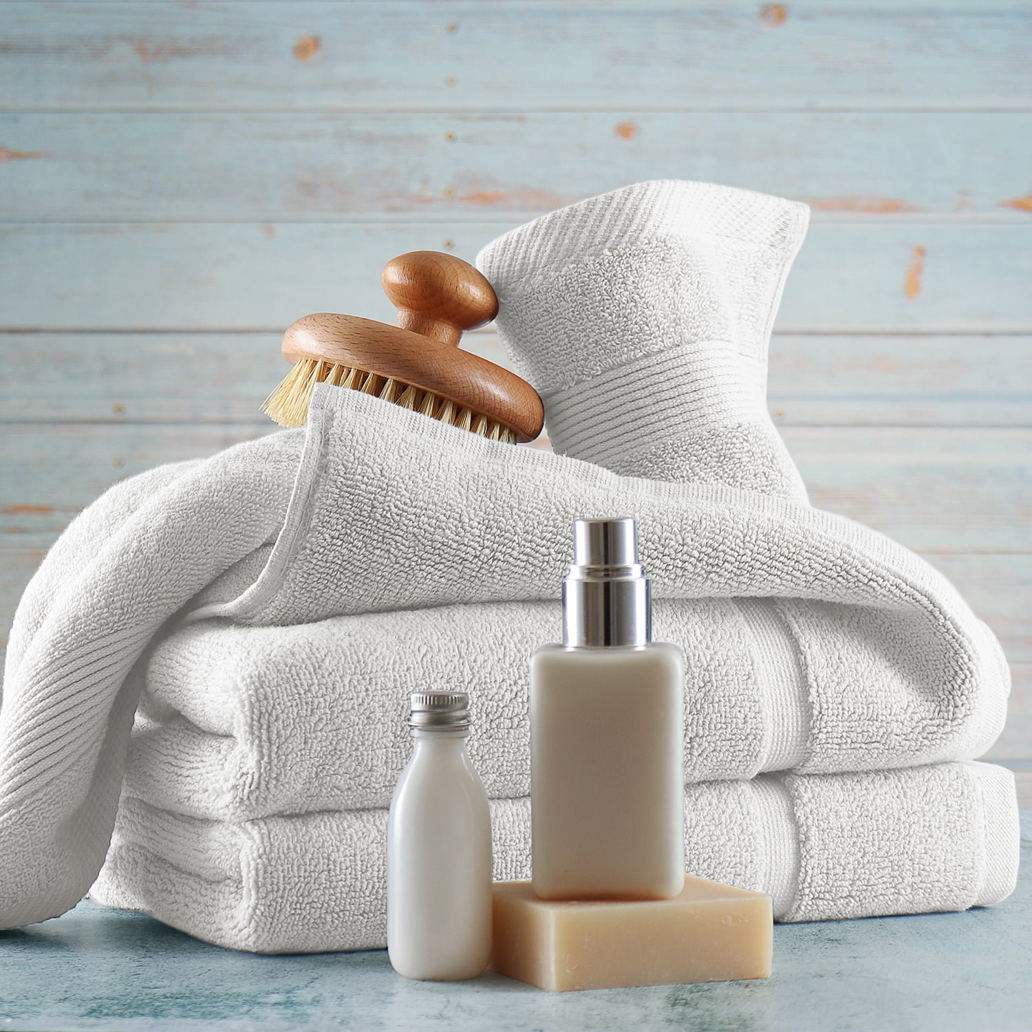 Clara Clark Bath Towels Set, 100% Cotton Luxury Softness 4 Pc Set, White