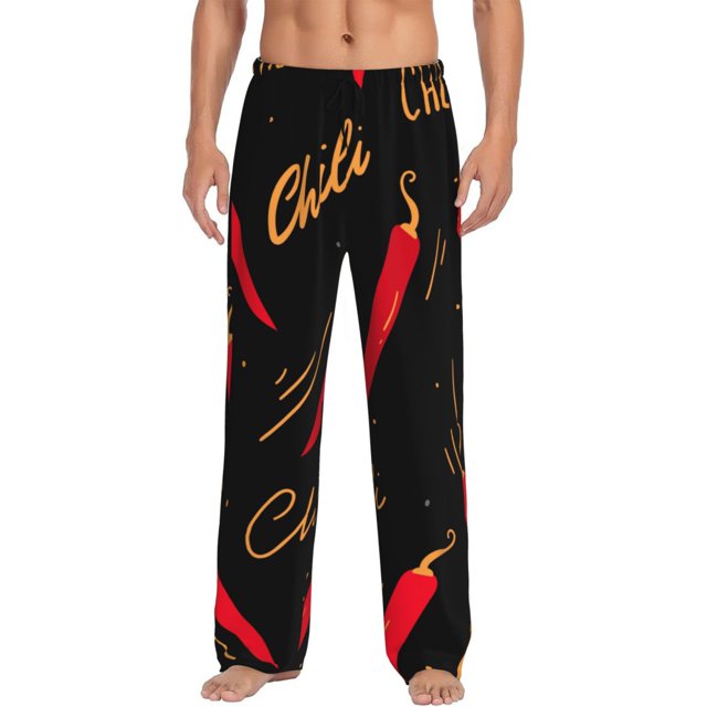 Fotbe Hot Chili Pantalones de Pijama para Hombre, Pantalones de Dormir, Pantalones de Casa con Cintura Ajustable y Bolsillos-XX-Large