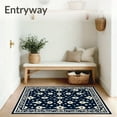 thumbnail image 3 of ODIKA 5'x7' Machine Washable Non-Slip Area Rug, Vintage Prairie Wild Celebration Farmstead Classic Traditional High Traffic Rug with Pad, Navy, 614051, 3 of 8
