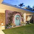 thumbnail image 4 of 16X7 ft Spring Easter Garage Door Cover Backdrop Pink Garden Bunny Colorful Eggs Floral Garland Wood Door Backdrop Children Kids Background Happy Easter Party Outdoor Indoor Banner Cover, 4 of 5