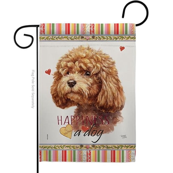 Breeze Decor G160207-BO 13 x 18.5 in. Dog Poodle Happiness Double-Sided Decorative Vertical Garden Flag