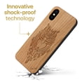 thumbnail image 3 of Case Yard Wooden Case Outside Soft TPU Silicone, Slim Fit Shockproof Wood Protective Phone Cover for Girls Boys Men and Women, Supports Wireless Charging Owl 4 Design case for iPhone-XS-Max, 3 of 7