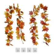 2 Pack Fall Garland Artificial leaf garland Fall Decor, 5.9Ft/Piece Leaves Garland for Thanksgiving Decorations Wedding Garden Party Table (Mixed Color)