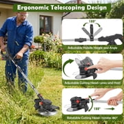 Electric Cordless Weed-Eater, 4.0Ah Cordless Weed Wacker String Trimmer, 24V Grass Trimmer with 2 Battery, Charger Included