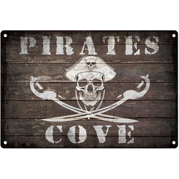 Pirates Cove Vintage Tin Sign Retro Metal Art Wall Poster for Man Cave Home Club Cafe Garage Decor 7.9 X 11.9 Inch