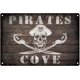 thumbnail image 1 of Cartel de hojalata vintage de Pirates Cove, póster de pared de metal retro para decoración de cuevas de hombres, casas, clubes, cafeterías, garajes, 7,9 x 11,9 pulgadas, 1 of 9