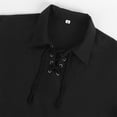 thumbnail image 4 of SAWOBUUN Men's Vintage Shirt V Neck Lacing Long Sleeve Solid Top Adjustable Drawstring Cuffs Casual Shirt, 4 of 6