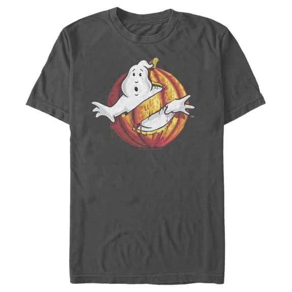 Men's Ghostbusters Halloween Pumpkin Logo  Graphic Tee Charcoal 2X Large