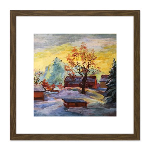 Hollenstein In Walgau Austria Painting 8X8 Inch Square Wooden Framed Wall Art Print Picture with Mount