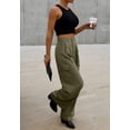 thumbnail image 3 of Pantalones cargo Dokotoo de pierna ancha y cintura alta, color verde, para mujer, 3 of 7