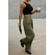 thumbnail image 3 of Pantalones cargo Dokotoo de pierna ancha y cintura alta, color verde, para mujer, 3 of 7