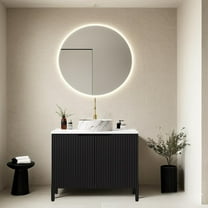 30" Bathroom Vanity with Sink, Modern Bathroom Vanities with Durable Marble Ceramic Basin and Sintered Stone Countertop, Soft Closing Doors, Freestanding Bathroom Cabinet, Black