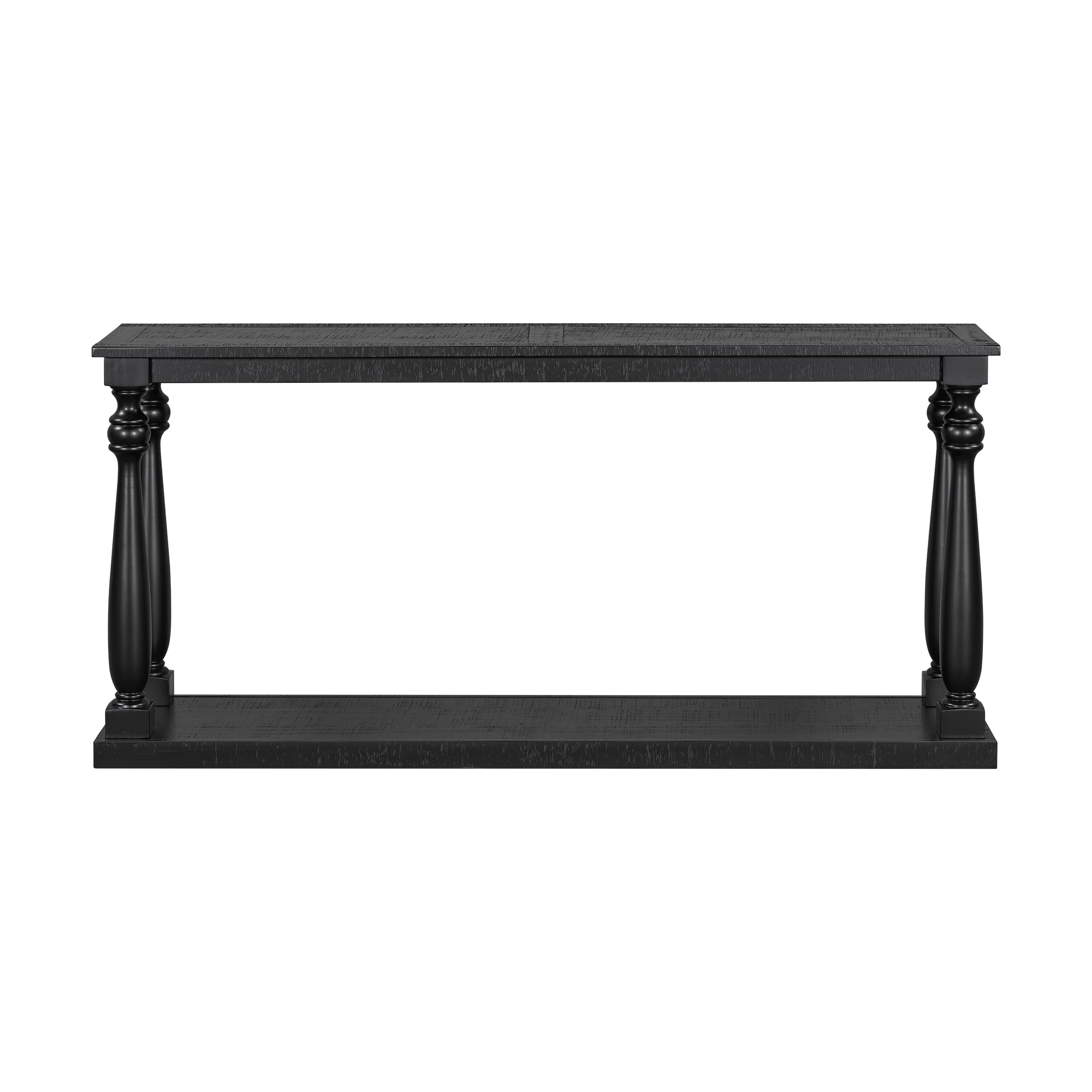 Euroco Retro Console Table,63" Extra Long Entryway Table with Bottom Shelf and 4 Vase Legs, 2-Tier Narrow Sofa Table Behind the Couch for Entryway, Hallway, Living Room,Black