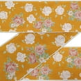 thumbnail image 1 of IBA Indianbeautifulart Orange Leaves| & Rose Floral Fabric Lace Dressmaking Dupion&nbsp;Trim&nbsp;Tape Printed Sewing Lace By 9 Yard 4 Inches, 1 of 1