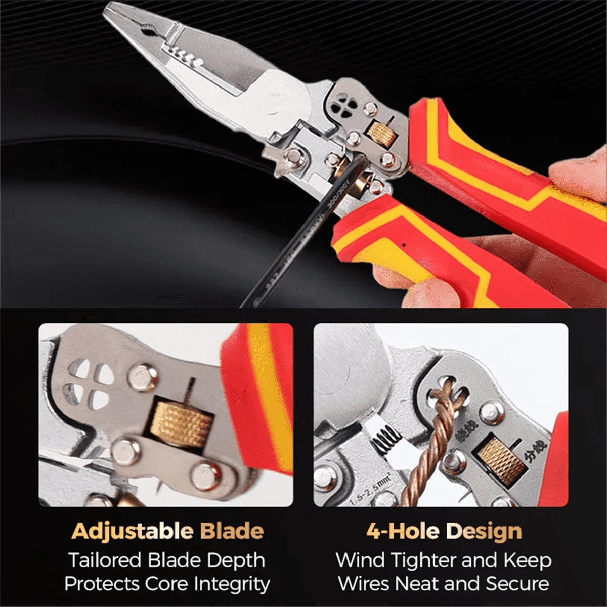 Multi-Function Wire Stripper Electricians Voltage Testing Cable Cutting Scissors Crimping Pliers,1 x Multi-function Pliers