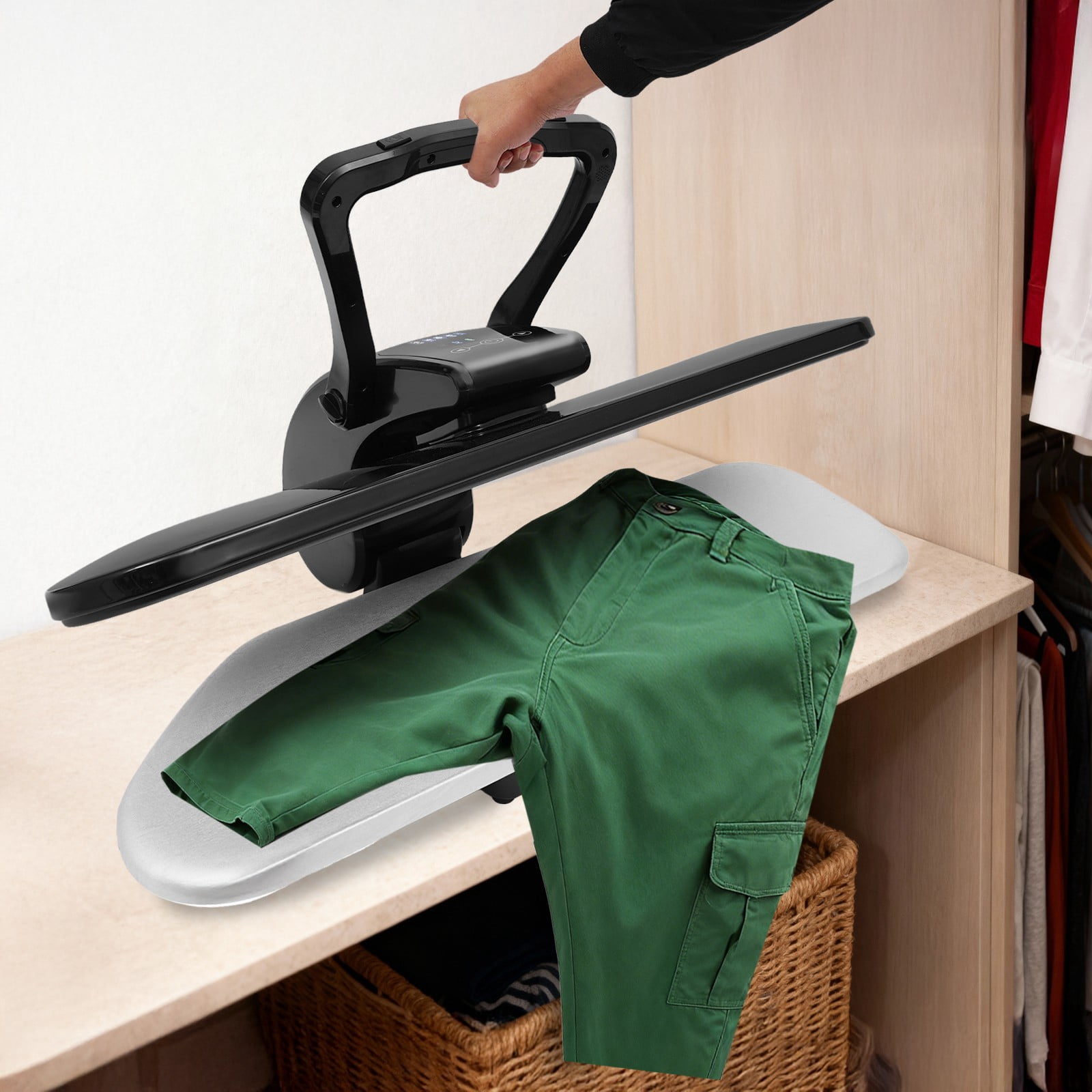 Black 1600W 36in Fabric Press Machine Clothes Steam Press Touchscreen Modern