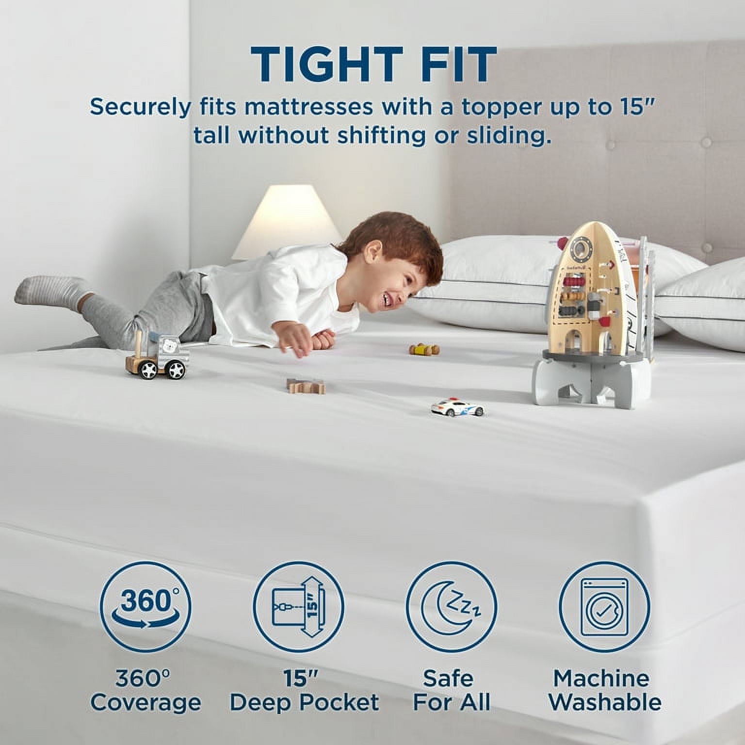 U by Bedsure Mattress Protector Full Size, Bed Bug Proof Mattress Cover 100% Waterproof for Bed, Zippered Mattress Encasement Six-Sided 12 inches deep